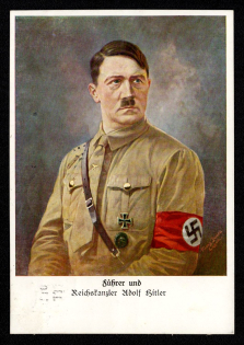 1938 'Fieline and Chancellor Adolf Hitler', Propaganda Postcard, Third Reich Nazi Germany