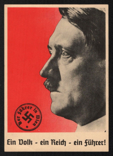 1938 'A People - a Realm - a Guide!', Propaganda Postcard, Third Reich Nazi Germany