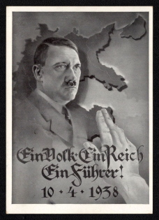 1938 'A People Submit a Guide! 10.4.1938', Propaganda Postcard, Third Reich Nazi Germany