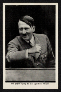 'The Guide Welcomes the Masses Cheering', Propaganda Postcard, Third Reich Nazi Germany
