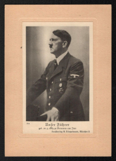 'Our Leader Born 20.4. 1889 in Braunau am Jnn', Propaganda Postcard, Third Reich Nazi Germany