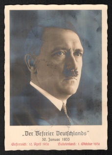 1938 'The Liberator of Germany', Propaganda Postcard, Third Reich Nazi Germany