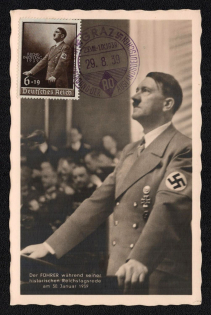 1939 'The Fuhrer During His Historic Reichstag Speech on 30 January 1939', Propaganda Postcard, Third Reich Nazi Germany