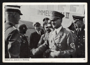 1937 'Arrival of the Guide in Nuremberg', Propaganda Postcard, Third Reich Nazi Germany