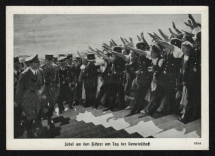 1938 'Jubilant Around the Guide on the Day of the Community', Propaganda Postcard, Third Reich Nazi Germany