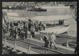 1938 'Mrs. V. Horthy Christened the New Det Kreuzer 'Prince Eugen' in Kiel. Shortly After Arriving at the Germaniawerf Verweser V. Horthy', Propaganda Postcard, Third Reich Nazi Germany