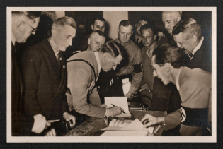 'The Leader at the Opening of the Party Museum on November 8, 1933 in Sternecker-brau Munich. (The First Party Office of N.S.D.A.P.)', Propaganda Postcard, Third Reich Nazi Germany