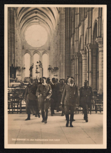 1939 'The Leader in Laon Cathedral', Propaganda Postcard, Third Reich Nazi Germany