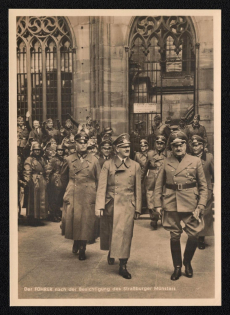 'The Fuhrer After Visiting Strasbourg Cathedral', Propaganda Postcard, Third Reich Nazi Germany