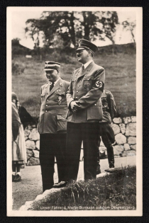 'Our Fuhrer and Martin Bormann on the Obersalzberg', Propaganda Postcard, Third Reich Nazi Germany