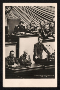 1939 'The Historic Reichstag Session of 1 September 1939', Propaganda Postcard, Third Reich Nazi Germany