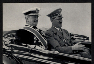 1938 'Reichsverweser V. Horthy Received by the Führer in Kiel. The Fuhrer with Reichsverweser Admiral V. Horthy', Propaganda Postcard, Third Reich Nazi Germany