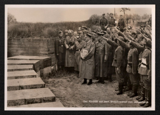 1942 'The Fuhrer at the Langemarck Cemetery of Honour', Propaganda Postcard, Third Reich Nazi Germany