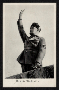 1937 'Benito Mussolini', Propaganda Postcard, Third Reich Nazi Germany