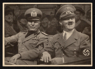 1941 'Men of the Time. The Führer and Duce', Propaganda Postcard, Third Reich Nazi Germany
