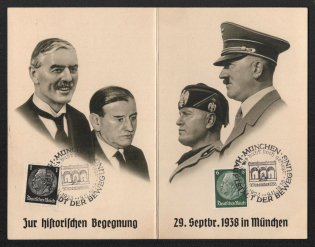 1938 'For the Historical Encounter September 29, 1938 in Munich', Propaganda Postcard, Third Reich Nazi Germany