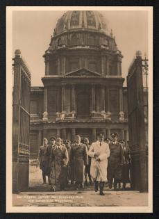 'The Leader Leaves the Invalides Cathedral, Napoleon's Resting Place', Propaganda Postcard, Third Reich Nazi Germany