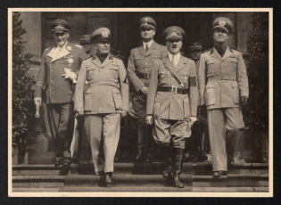 1940 'Men of the Time the Führer and Duce, Goring, Hess and Ciano', Propaganda Postcard, Third Reich Nazi Germany