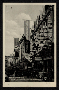 1939 'Reichsmessestadt Leipzig, Neumarkt with Messhaus Dresdner Hof', Propaganda Postcard, Third Reich Nazi Germany