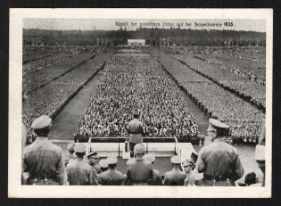 1935 'Appeal of the Political Leaders on the Zeppelinmiese 1935', Propaganda Postcard, Third Reich Nazi Germany