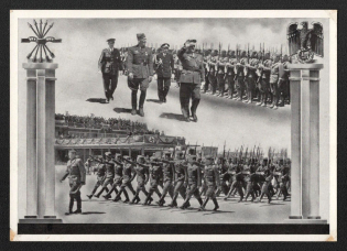 1939 'Homement of the German Volunteers from Spain', Propaganda Postcard, Third Reich Nazi Germany