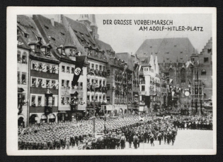 1933 'The Big Pre-Carcass on Adolf-Hitler-Platz', Propaganda Postcard, Third Reich Nazi Germany