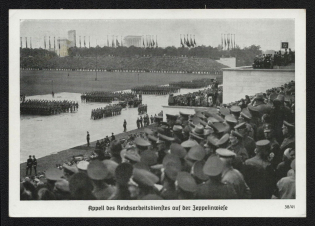 1938 'Appeal of the Reich Labor Service on the Zeppelinwiese', Propaganda Postcard, Third Reich Nazi Germany