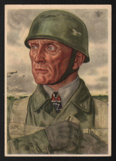 1942 'Colonel Brauer, the First German Paratrooper, the Winner of Dordrecht and Moerdijk', Propaganda Postcard, Third Reich Nazi Germany