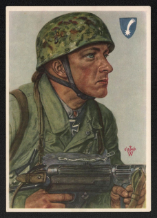 1940 'Sergeant Arpte, Who Secured Important Bridges for the German Advance with His Shock Squad', Propaganda Postcard, Third Reich Nazi Germany