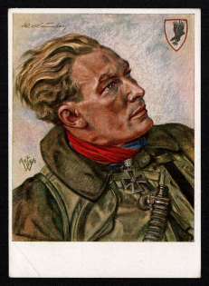 1941 'Hauptmann Baumbach Most Successful Ranged Flyer in Use Against Ship Destinations', Propaganda Postcard, Third Reich Nazi Germany