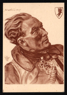 1941 'Hauptmann Baumbach Most Successful Ranged Flyer in Use Against Ship Destinations', Propaganda Postcard, Third Reich Nazi Germany