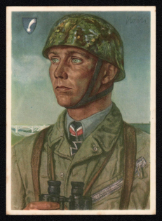 1941 'Major Koch, Under Whose Leadership the Albrecht Canal Bridges and Fort Eben Emael Were Successfully Captured', Propaganda Postcard, Third Reich Nazi Germany