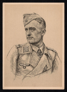 1942 'Knight Cross Bearer of the Army. Klaus Wagner as First Lieutenant and Battery Commander in an Assault Gun Section', Propaganda Postcard, Third Reich Nazi Germany