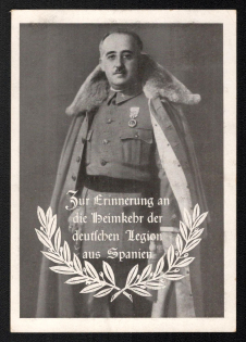 1939 'In Memory of the Adigeem of German Legion from Spain', Propaganda Postcard, Third Reich Nazi Germany