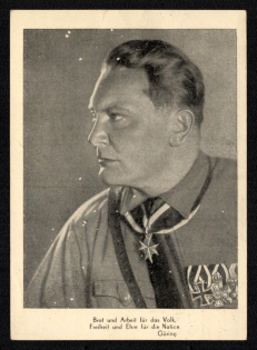 1934 'Bread and Work for the People, Freedom and Honor for the Nation Goring', Propaganda Postcard, Third Reich Nazi Germany