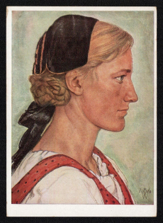 'Agricultural Worker Daughter from Steier', Propaganda Postcard, Third Reich Nazi Germany