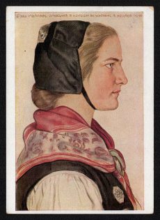 1944 'Holstein Farmer's Daughter', Propaganda Postcard, Third Reich Nazi Germany