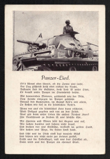 'Panzer Song', Propaganda Postcard, Third Reich Nazi Germany