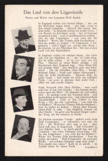 'The Song from the Lying Lords', Propaganda Postcard, Third Reich Nazi Germany