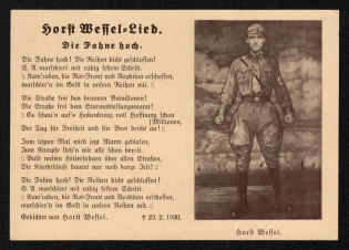 1930 'Horst Weffel Song. The Flag High', Propaganda Postcard, Third Reich Nazi Germany