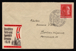 1938 Envelope with Nazi Germany Propaganda labels