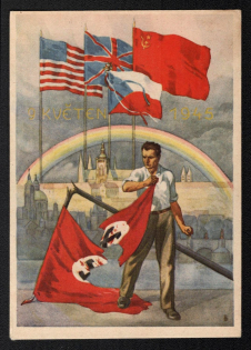 1945 '9 May 1945' Anti-Nazi Propaganda Postcard