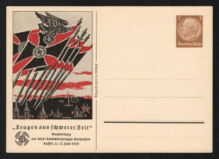 1939 'Witnesses from a Difficult Time Exhibition of the Kdf Collector Group Kurhessen Kaffel, June 2-5, 1939', Propaganda Postcard, Third Reich Nazi Germany