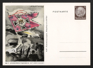 'With Our Flags, the Victory is!', Propaganda Postcard, Third Reich Nazi Germany
