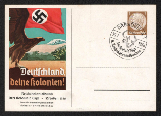1938 'Germany Your Colonies!', Propaganda Postcard, Third Reich Nazi Germany