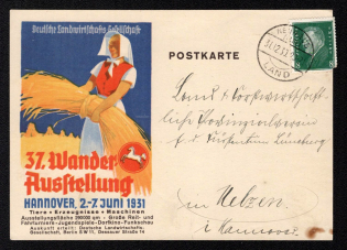 1931 'German Agricultural Ellschaft 37th Wander Exhibition Hanover', Propaganda Postcard, Third Reich Nazi Germany