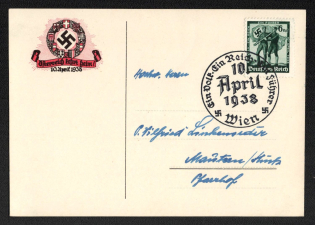 1938 'Ofterreich Returns Home! April 10, 1938', Propaganda Postcard, Third Reich Nazi Germany