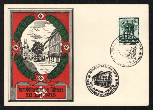 1938 'Jum Birthday of the Leader April 20, 1938', Propaganda Postcard, Third Reich Nazi Germany