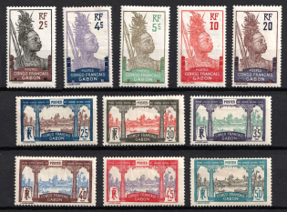 1910 Gabon, French Colonies (Sc. 34 - 44, CV $255)