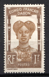 1910 1f Gabon, French Colonies (Sc. 46, CV $130)